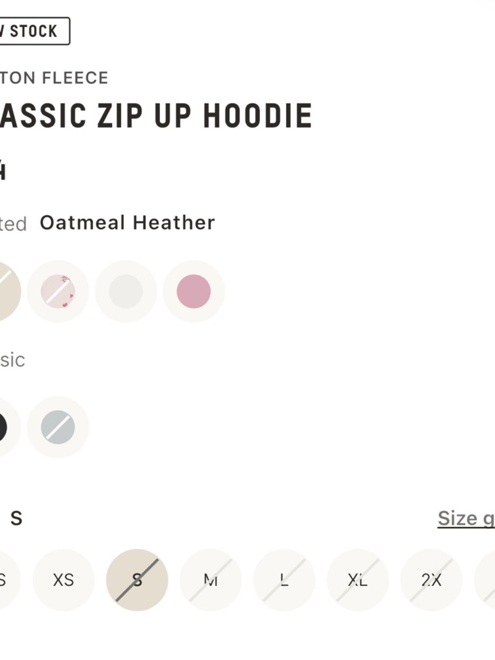 SKIMS COTTON FLEECE CLASSIC ZIP UP HOODIE IN OATMEAL HEATHER SIZE SMALL - Picture 6 of 7